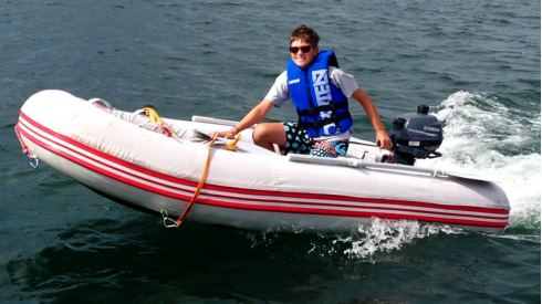 Customer cruising in the 9'6" Azzurro Mare Inflatable Boat