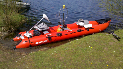 Customer Photo - Older Version 15' Red Saturn KaBoat SK470