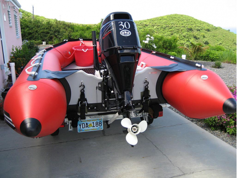 Customer Photo - 14' Saturn Inflatable Boat - Red - Wood Floor